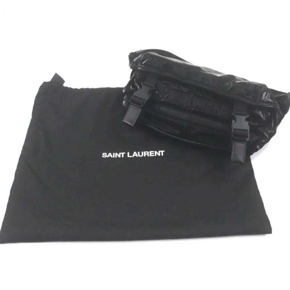 Saint Laurent Paris Nylon Embroidery Belt Bag Black